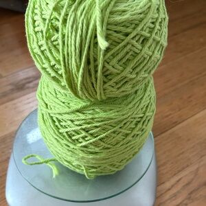 16.6 oz of light, green and green and white Marled cotton yarn